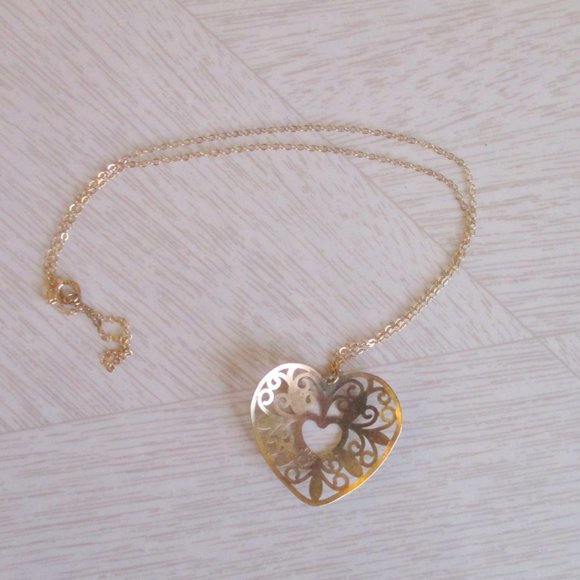 Vintage 9.25 Vermeil Heart Necklace Princess Pride - Picture 3 of 6